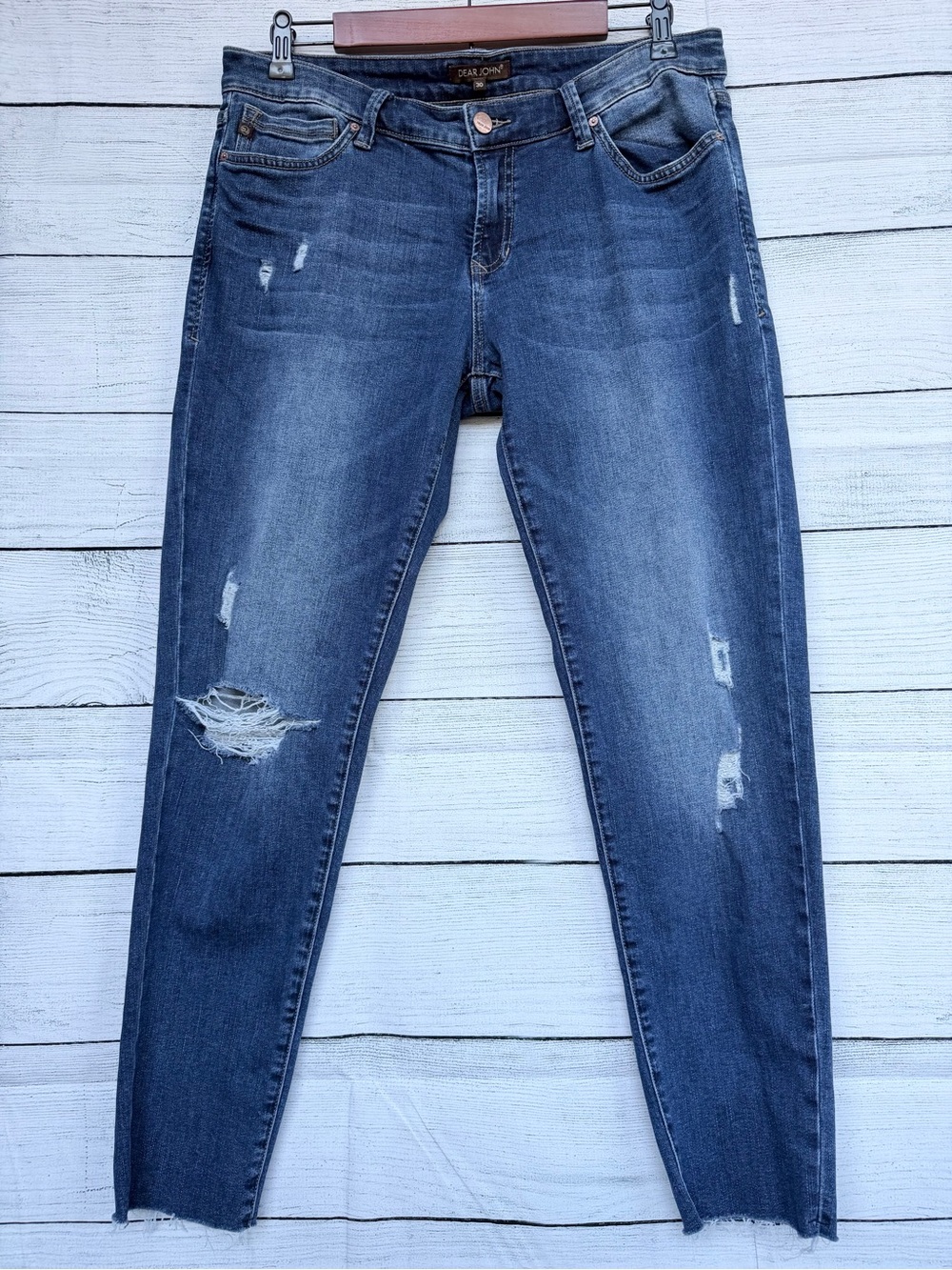 Dear John Joyrich Distressed Fray Hem Skinny Denim Jeans - 30 #117